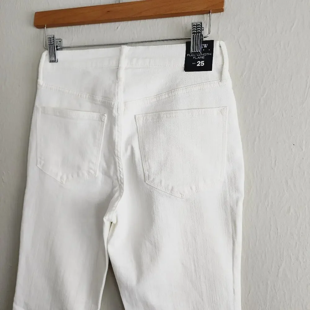 J. Crew Skinny Flare Jean Signature Stretch White Denim Perfecting Pockets 25